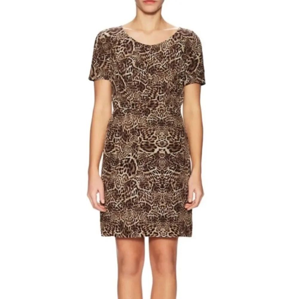 The Kooples Leopard Print Silk Short Sleeve Mini CDC Dress